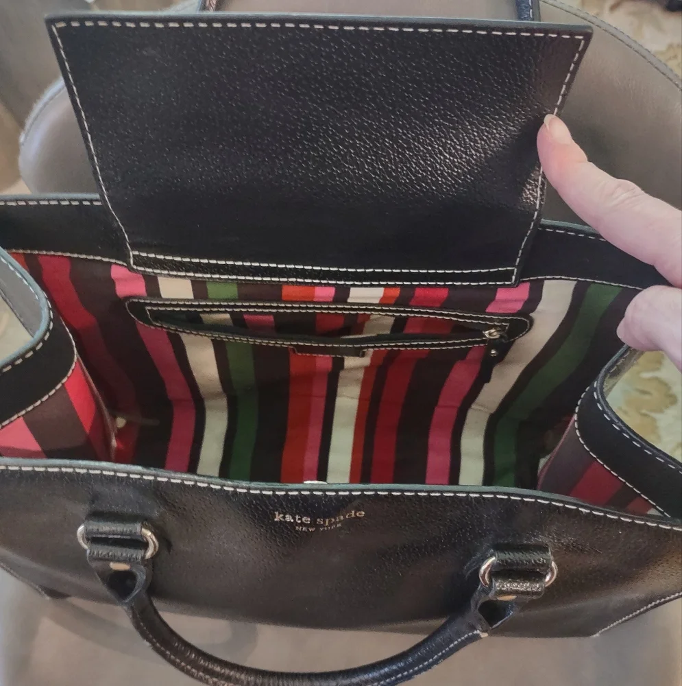 Vintage Kate Spade Black Leather Tote Handbag